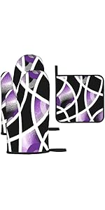 Modern Geometric Abstract Purple Placemats Set of 4, Linen Durable Non-Slip Heat-Resistant Washable Black White Purple Patterned Place Mats for Dining Table, Kitchen, Party, Kitchen Table Mats Decor