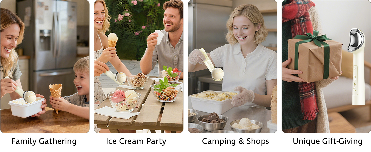 Heated Ice Cream Scoop with ON/OFF Switch(Latest Gen 3.0): Rechargeable Electric Icecream Scooper with Holder,2025 Kitchen Gadgets for Hard Ice Cream, Waterproof IP67,Max to 158℉