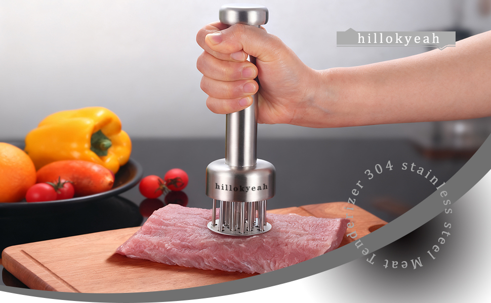 Meat Tenderizer Tool, with 21 Needles Retractable Safety Guard, 304 Stainless Steel,for Tenderizing Beef,Steak, Chicken, Turkey, Dishwasher Safe