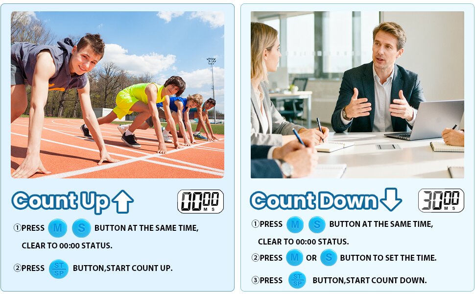 12 Pack Multi-Function Digital Timers, Magnetic Large LCD Display Loud Alarm Countdown Timers, Extensively Use in Classroom, Break Time, Gym, Meeting, Cooking