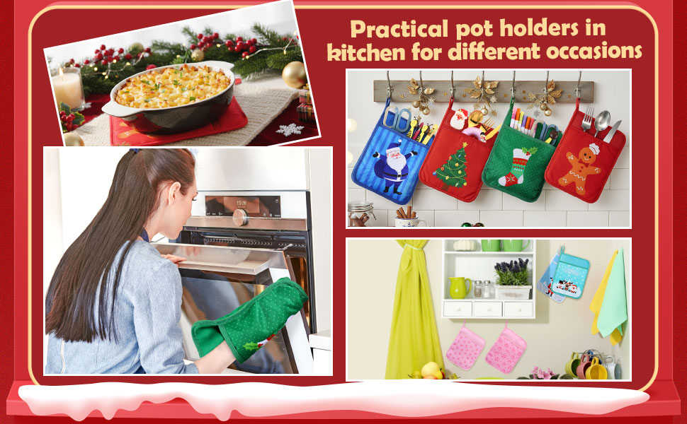 Layhit 12 Pcs Mother's Day Floral Pot Holders Flowers Pot Holders for Kitchen Cotton Cute Oven Potholders, Heat Resistant Hot Thick Pads Baking Gift for Mothers, Wives, and Girlfriends