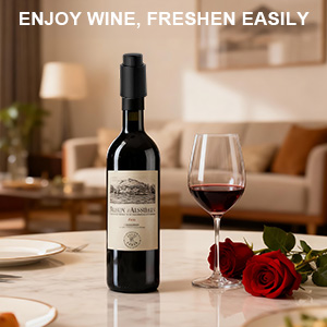 [2 PACK] Premium Vacuum Wine Preserver Stopper, Wine Preserver with Time Scale Record.Airtight Wine Bottle Preserver For Wine Enthusiasts & Gift Buyers.Set Of Wine Corks For Fresh Wine Bottles（Black）