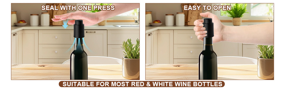 [2 PACK] Premium Vacuum Wine Preserver Stopper, Wine Preserver with Time Scale Record.Airtight Wine Bottle Preserver For Wine Enthusiasts & Gift Buyers.Set Of Wine Corks For Fresh Wine Bottles（Black）