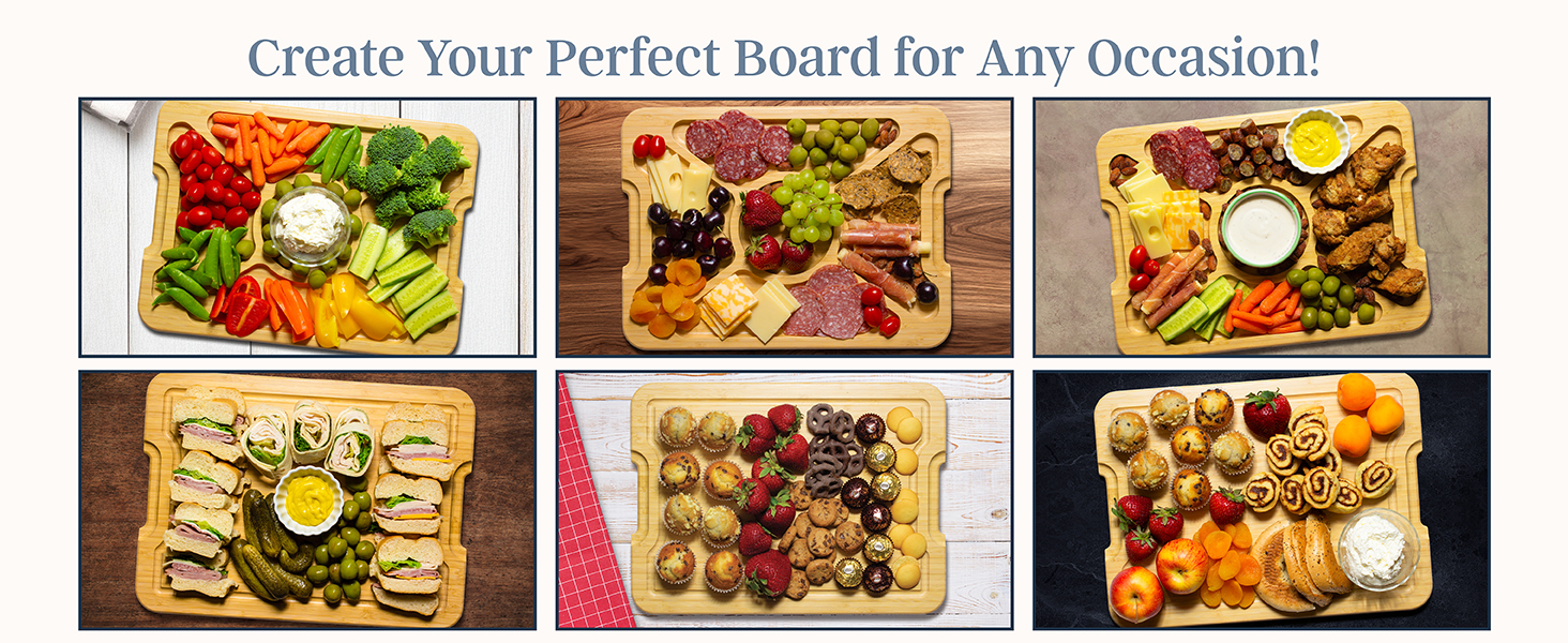 Totally Bamboo Flip, Serve & Store Charcuterie Board with Lid – Reversible Cutting Board & Serving Tray with Compartments, Juice Groove Side, Locking Travel Cover, 15.5 x 11.5 Inches