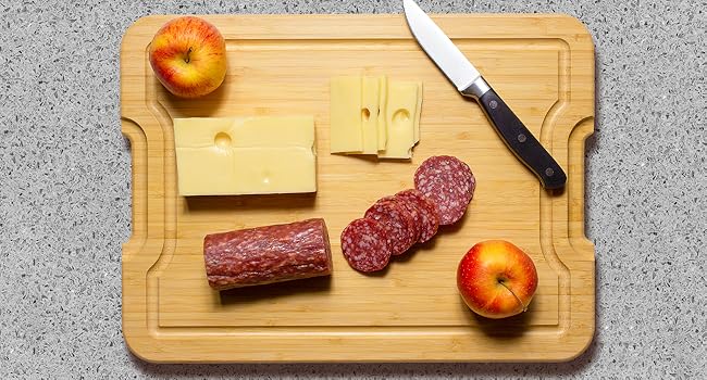 Totally Bamboo Flip, Serve & Store Charcuterie Board with Lid – Reversible Cutting Board & Serving Tray with Compartments, Juice Groove Side, Locking Travel Cover, 15.5 x 11.5 Inches