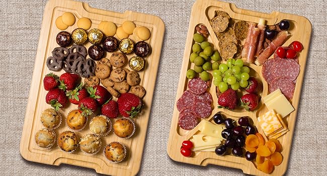 Totally Bamboo Flip, Serve & Store Charcuterie Board with Lid – Reversible Cutting Board & Serving Tray with Compartments, Juice Groove Side, Locking Travel Cover, 15.5 x 11.5 Inches