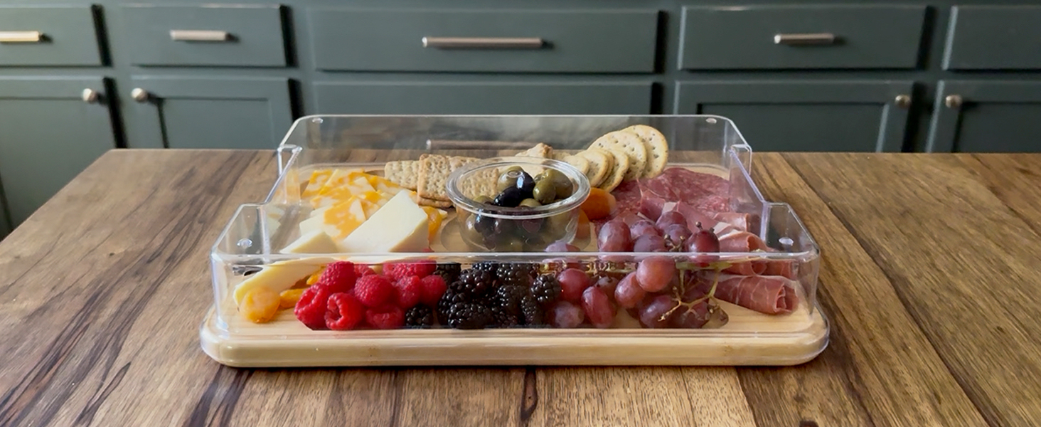 Totally Bamboo Flip, Serve & Store Charcuterie Board with Lid – Reversible Cutting Board & Serving Tray with Compartments, Juice Groove Side, Locking Travel Cover, 15.5 x 11.5 Inches