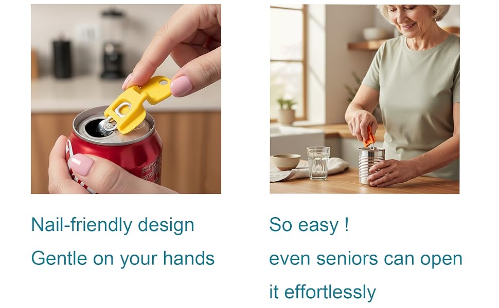 Soda Can Opener Set, 10PCS Easy Tab Opener and Drink Protector with Reusable Complete-Cover Plastic Can Toppers, Fits Coke, Beer & Aluminum Beverage Cans, 5 Colors Lids for Party, BBQ, Camping