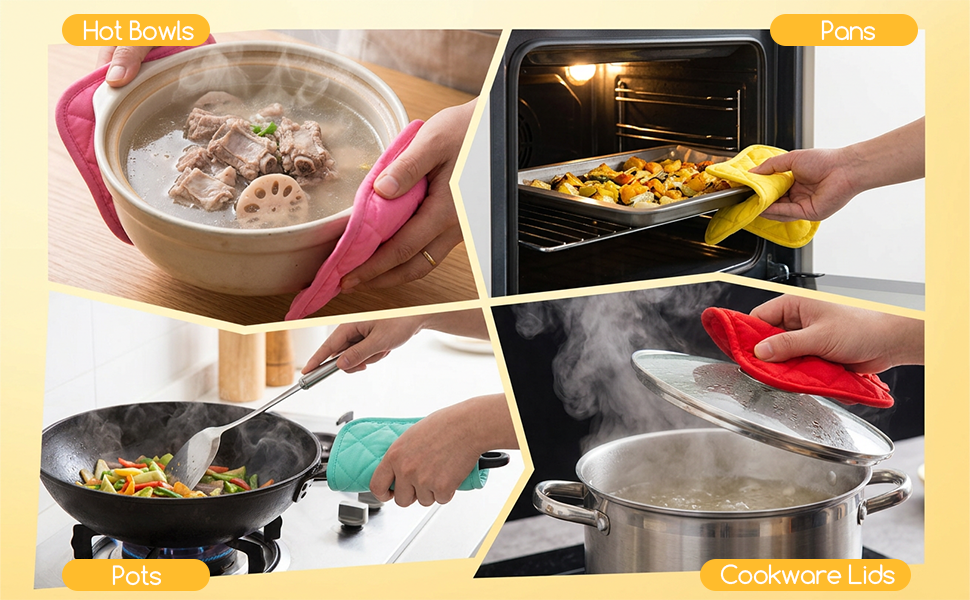 24 Pcs Cotton Pot Holders for Kitchen, Multicolor Square Hot Pads, Thicken Heat Resistant Potholders, Cloth Potholders for Hot, Trivet for Cooking and Baking with Hanging Loops, 6.9 x 6.7 Inch