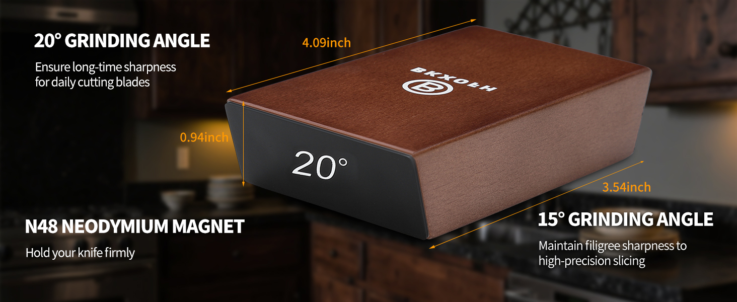 Rolling Knife Sharpener, Rolling Knife Sharpening Kit, Kitchen Knives Sharpener with Diamond and Ceramic for Steel of Chef Blade, Knives Sharpening Tool with 15 & 20 Degree Magnetic Angle, Walnut