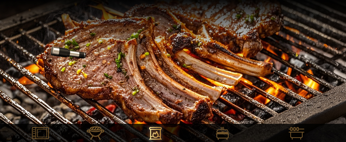 Meat Thermometer Wireless with 2 Probes, 800FT Bluetooth Digital Thermometer with Smart APP, Temp Precise Improved by 100%, Instant Read Food Thermometer with Alerts for Oven Smoker BBQ Grill