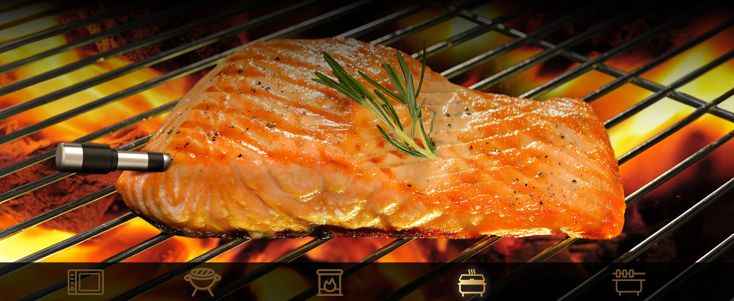 Meat Thermometer Wireless with 2 Probes, 800FT Bluetooth Digital Thermometer with Smart APP, Temp Precise Improved by 100%, Instant Read Food Thermometer with Alerts for Oven Smoker BBQ Grill