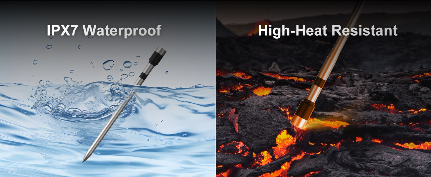 Meat Thermometer Wireless with 2 Probes, 800FT Bluetooth Digital Thermometer with Smart APP, Temp Precise Improved by 100%, Instant Read Food Thermometer with Alerts for Oven Smoker BBQ Grill