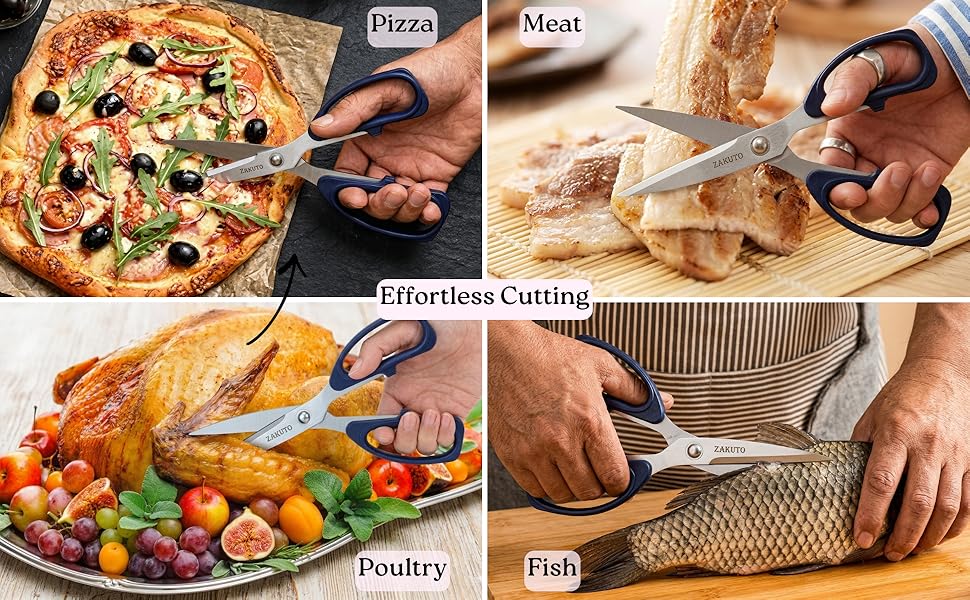 Kitchen Shears 2 Pack – Heavy Duty Stainless Steel Food Scissors for Meat, Poultry & Cooking, Sharp Multipurpose Kitchen Cutting Shears, Dishwasher Safe (6” & 8”)