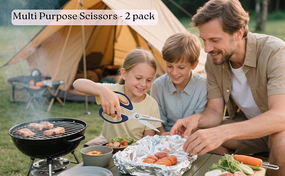 Kitchen Shears 2 Pack – Heavy Duty Stainless Steel Food Scissors for Meat, Poultry & Cooking, Sharp Multipurpose Kitchen Cutting Shears, Dishwasher Safe (6” & 8”)