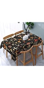 Cute Mushroom Oven Mitts and Pot Holders Sets of 3, Heat Resistant Black Hot Pads Oven Gloves with Hanging Loop for Cooking Grilling Baking, Boho Kitchen Decor, Witchy Gifts for Women Mushroom Lovers