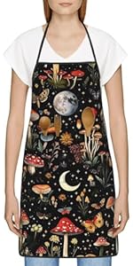 Cute Mushroom Oven Mitts and Pot Holders Sets of 3, Heat Resistant Black Hot Pads Oven Gloves with Hanging Loop for Cooking Grilling Baking, Boho Kitchen Decor, Witchy Gifts for Women Mushroom Lovers