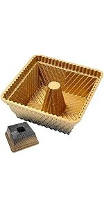 Square Tube Cake Pan, 28-Cup Capacity for 18-Cup Recipes, 10-Inch Anodized Aluminum Angel Food, Chiffon & Pound Cake Pan with Removable Bottom and Cooling Feet