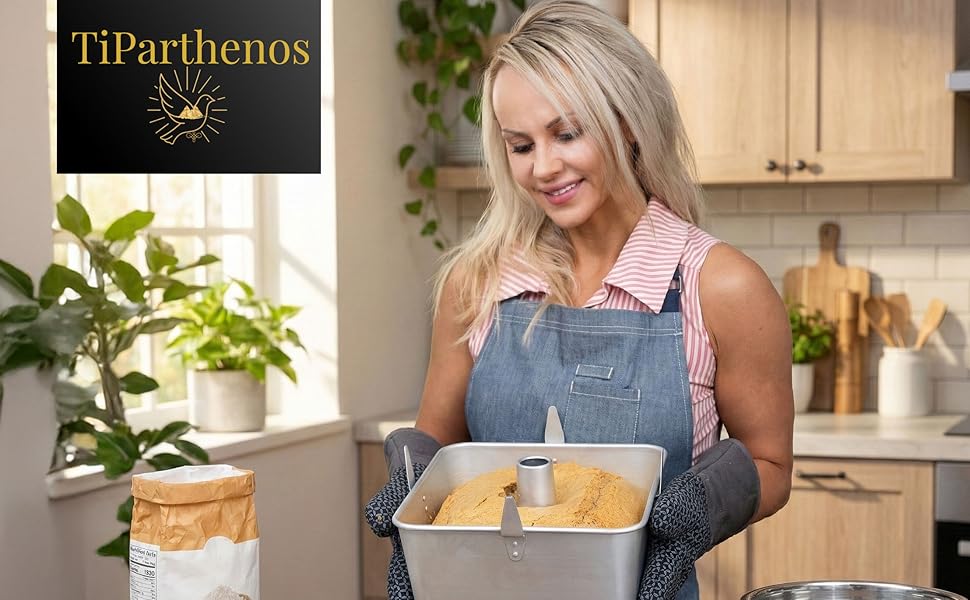 Square Tube Cake Pan, 28-Cup Capacity for 18-Cup Recipes, 10-Inch Anodized Aluminum Angel Food, Chiffon & Pound Cake Pan with Removable Bottom and Cooling Feet