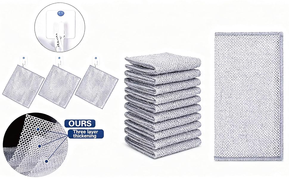 12pcs Scratch-Free Steel Dishcloths. Reusable, Quick-Dry, Odorless. Perfect for Dishes, Sinks, cookware. 7.87