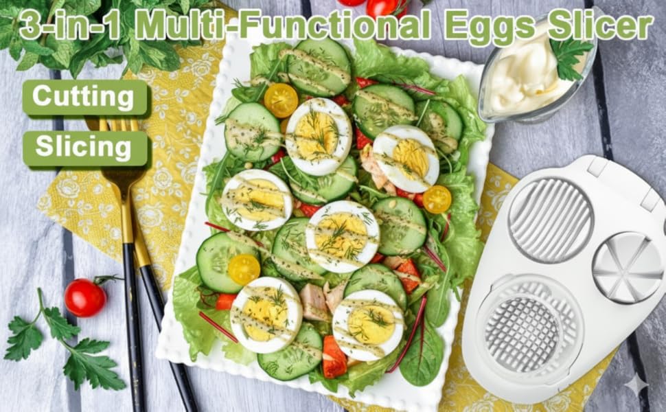 3 in 1 Egg Slicer for Kitchen – Multi-Functional Strawberry Banana Mushroom Cutter, ABS Safe Wire Blade, 3 Slice Modes, Dishwasher Safe, Lightweight 120 g, Gift for Salad Lover