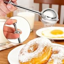 Flour Sifter, 4 in 1 Stainless Steel Baking Sifter with Powder Sugar Shaker Duster 3 Cup Double Layer Fine Mesh Sifter for Cakes, Pastries, Pies, Cupcakes and Desserts(COLOR:sliver)