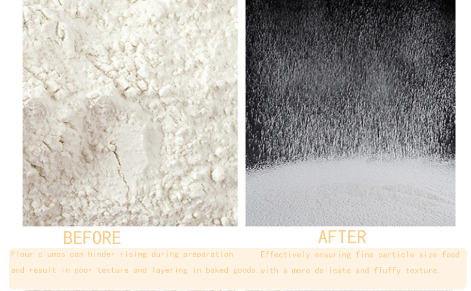 Flour Sifter, 4 in 1 Stainless Steel Baking Sifter with Powder Sugar Shaker Duster 3 Cup Double Layer Fine Mesh Sifter for Cakes, Pastries, Pies, Cupcakes and Desserts(COLOR:sliver)