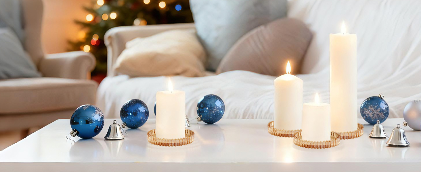 Round Modern Clear Coasters Set of 4, VIBRATITE 4 Inch Glass Cup Coaster Modern Crystal Coasters for Drinks Coffee Office Bar Kitchen Home Wedding Party Decor (Amber)