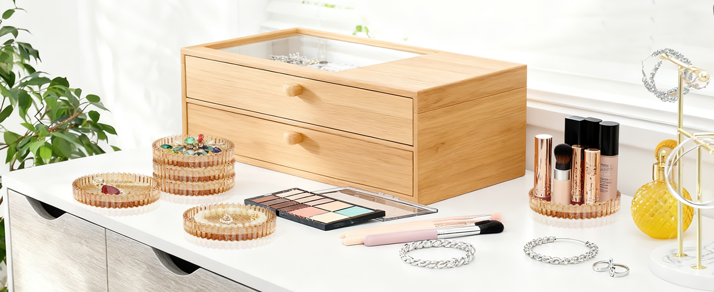 Round Modern Clear Coasters Set of 4, VIBRATITE 4 Inch Glass Cup Coaster Modern Crystal Coasters for Drinks Coffee Office Bar Kitchen Home Wedding Party Decor (Amber)