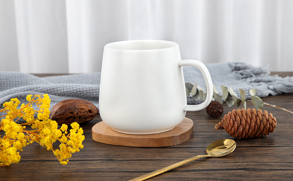 Acacia Wood Coasters Set of 4, 3.93 Inch Unique Shaped Non-Slip Wooden Coasters Without Holder for Wooden Coffee Table for Cups, Mugs, and Glasses