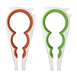 Jar Opener 5 in 1, Jar Openers for Seniors Gifts for Seniors Jar Opener Gripper (Orange and Emerald Green)