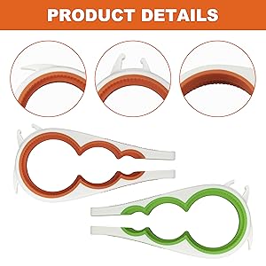 Jar Opener 5 in 1, Jar Openers for Seniors Gifts for Seniors Jar Opener Gripper (Orange and Emerald Green)