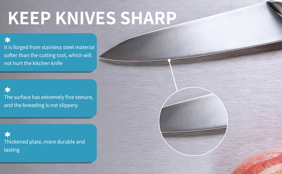 Large Stainless Steel Cutting Boards for Kitchen, Chopping Boards with Blue Non-slip Mat, Cutting Board with Counter Lip for Meat, Fruits, Vegetables, Bread,Dough(15.75" × 11.81")