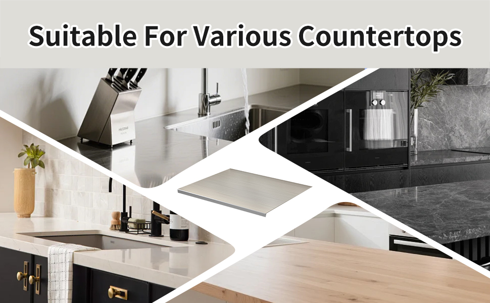 Large Stainless Steel Cutting Boards for Kitchen, Chopping Boards with Blue Non-slip Mat, Cutting Board with Counter Lip for Meat, Fruits, Vegetables, Bread,Dough(15.75" × 11.81")