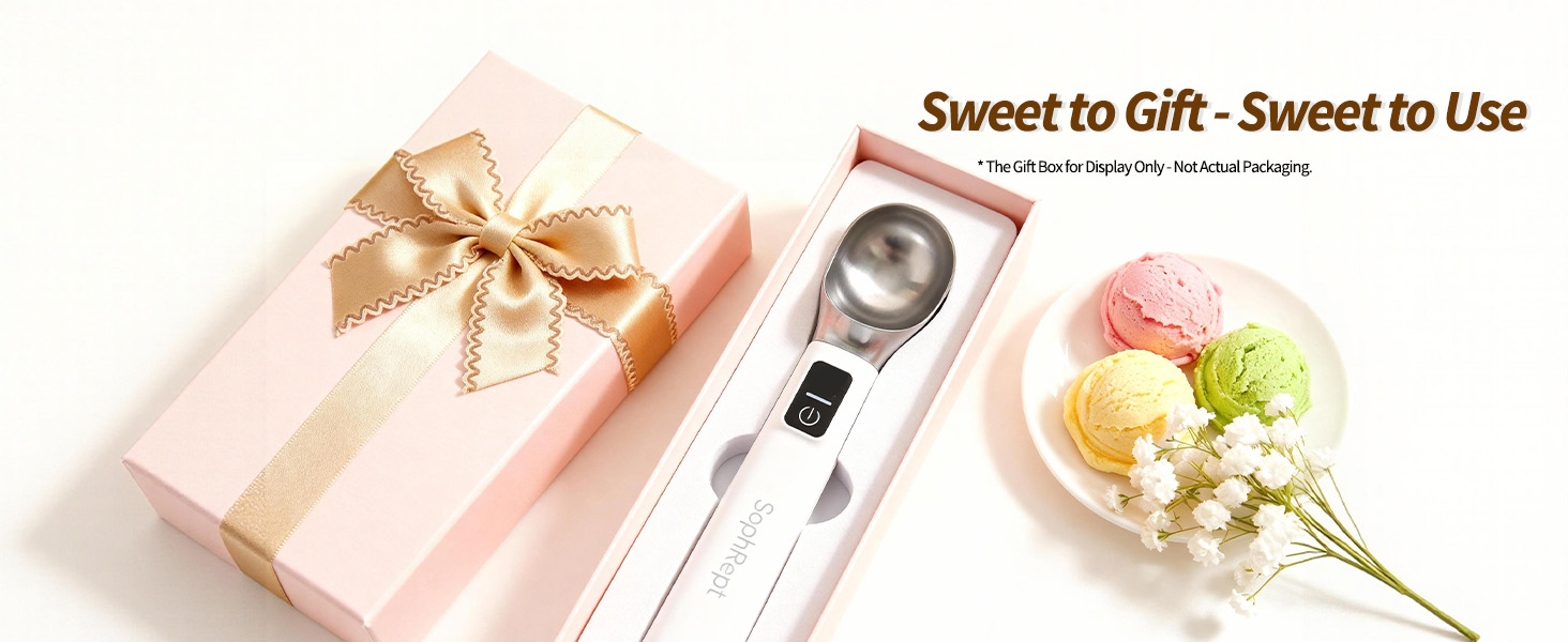 Heated Ice Cream Scoop Rechargeable, 5000mAh, 20W Fast Charging, 30s Heat Up, 158°F Electric Self-Warming Scooper for Hard Frozen Desserts, IP67 Waterproof, Auto Shut-Off