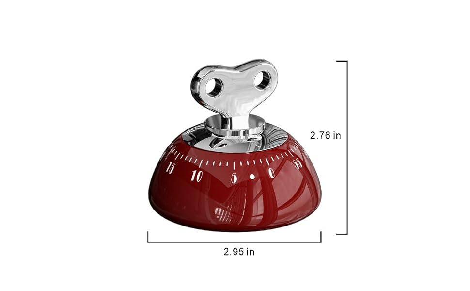 Retro Mechanical Kitchen Timer, Red, 60-Minute Countdown with Magnetic Back, Wind-Up Design, Loud Alarm for Cooking, Home Use (red and Plastic Material)
