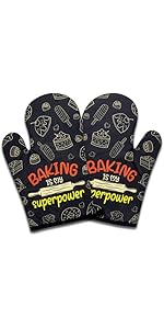 Funny Baking Oven Mitts and Pot Holders Set of 3, That's What I Do I Bake and I Know Things, Heat Resistant Non-Slip Kitchen Mitts Hot Pads, Christmas Baking Gifts for Women Mom Wife Baker