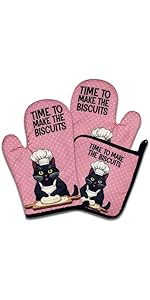 Funny Baking Oven Mitts and Pot Holders Set of 3, That's What I Do I Bake and I Know Things, Heat Resistant Non-Slip Kitchen Mitts Hot Pads, Christmas Baking Gifts for Women Mom Wife Baker