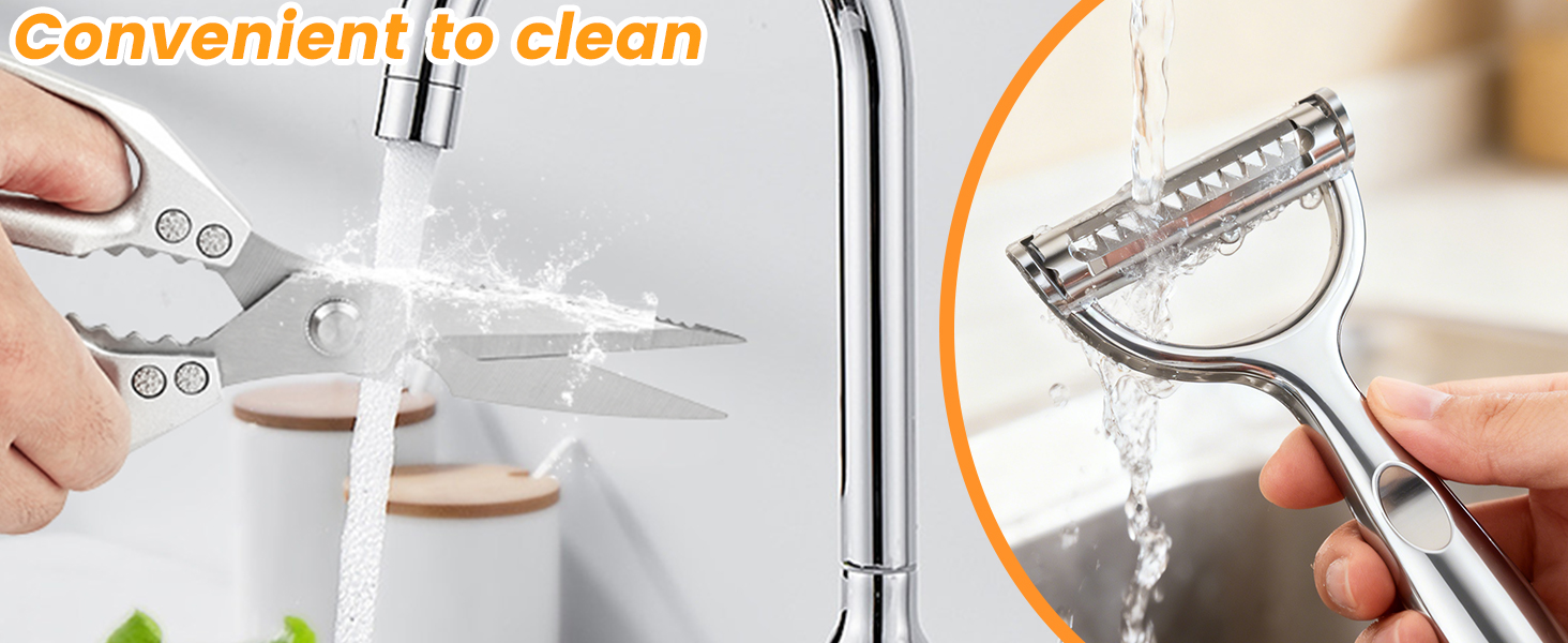 3Pcs Kitchen Shears and Vegetable Peeler Set, Heavy Duty Poultry Shears, Japanese Kitchen Scissors All Purpose, Food Cooking Scissors for Meat, Chicken Bones, Turkey, and Fish, Dishwasher Safe