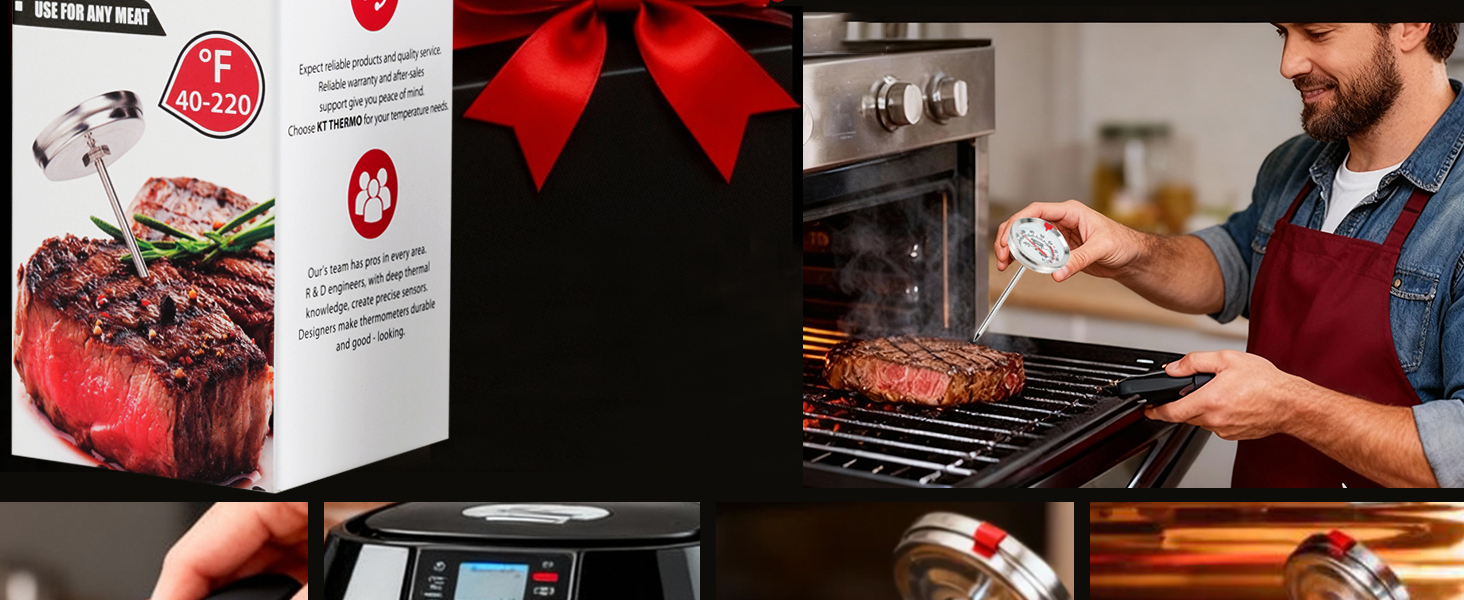 Meat Thermometer Cooking Thermometer Stainless Steel Kitchen Thermometer Temperature Labeled for Poultry, Pork, Beef