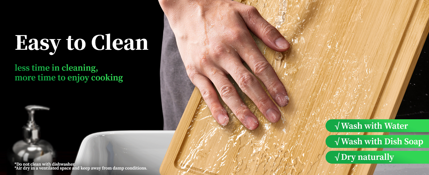 Kitchen Cutting Board Set - 3-Piece Wooden Cutting Boards for Kitchen with Juice Groove, Handles, Hang Holes, Stylish Kitchen Essentials for Chpping & Serving, Natural, 0.4"Th - (L+M+S)