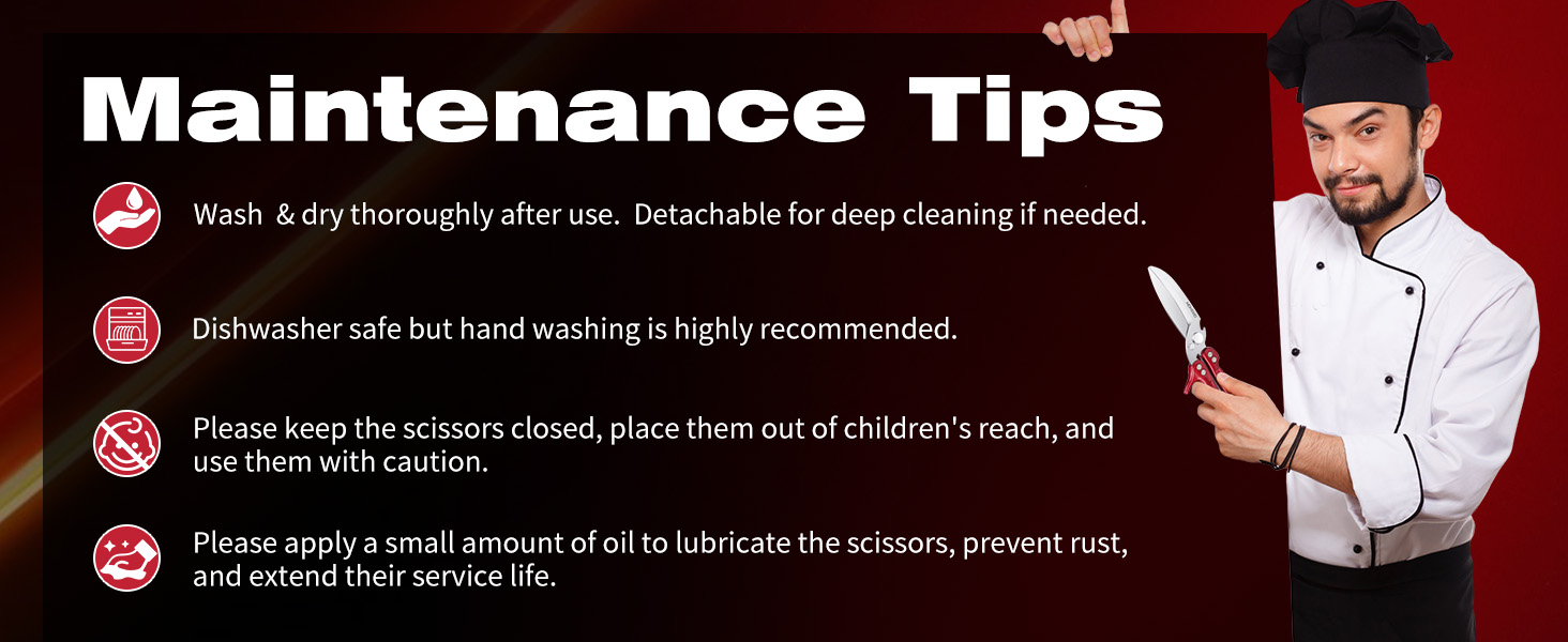 MDHAND Kitchen Shears - Heavy Duty Poultry Shears for Chicken Turkey Fish Fruit Vegetables and Meat Cutting - Stainless Steel Dishwasher Safe Food Kitchen Scissors with Anti-Slip Handle & Safety Lock