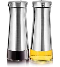 Aelga Salt and Pepper Grinder Set with Silicone Funnel - 4oz Glass Manual Mills with Adjustable Ceramic Core, Refillable Kitchen Gadgets, Modern Tabletop Gift Set