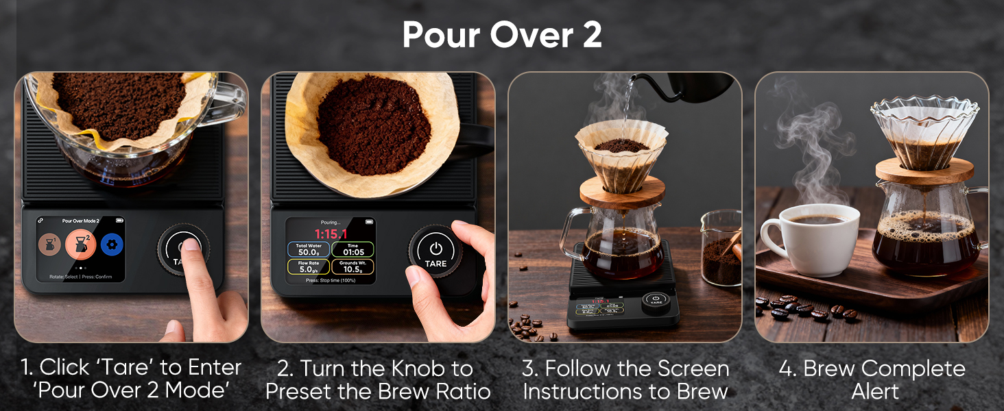 INSMART Coffee Scale with Timer, Bluetooth Espresso Scale with App Sync 5kg/0.1g High Precision, Large Color Display Digital Kitchen Scale, 5 Units & 3 Brew Modes for Pour-Ove, Espresso, Kitchen