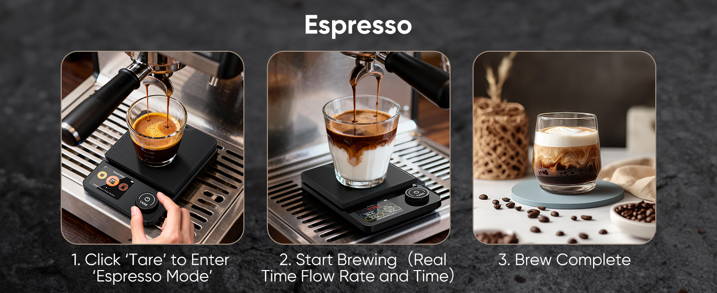 INSMART Coffee Scale with Timer, Bluetooth Espresso Scale with App Sync 5kg/0.1g High Precision, Large Color Display Digital Kitchen Scale, 5 Units & 3 Brew Modes for Pour-Ove, Espresso, Kitchen