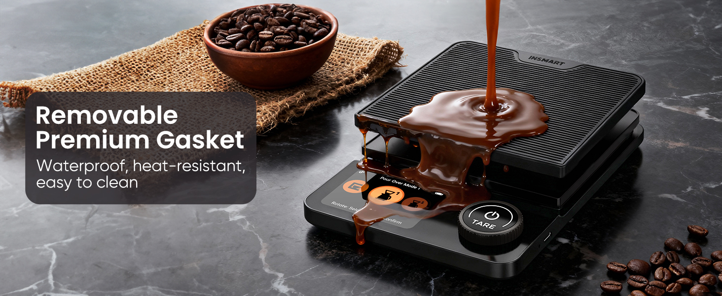 INSMART Coffee Scale with Timer, Bluetooth Espresso Scale with App Sync 5kg/0.1g High Precision, Large Color Display Digital Kitchen Scale, 5 Units & 3 Brew Modes for Pour-Ove, Espresso, Kitchen
