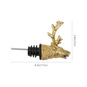 Deer Head Wine Liquor Aerator Pourer Spout and Stopper Animal Wine Pourer Stopper With Silicone Rubber Olive Oil Liquor Bottle Decanter for Alcohol Spirits Stag Presents Golden
