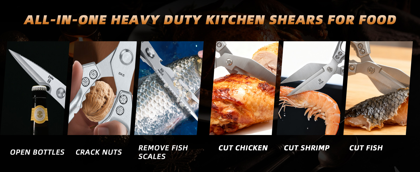 Kitchen Shears Set – Heavy Duty Japanese Stainless Steel Kitchen Scissors, Ultra Sharp Meat Scissors Dishwasher Safe, Cooking Scissor for Food, Christmas Gifts for Men Women