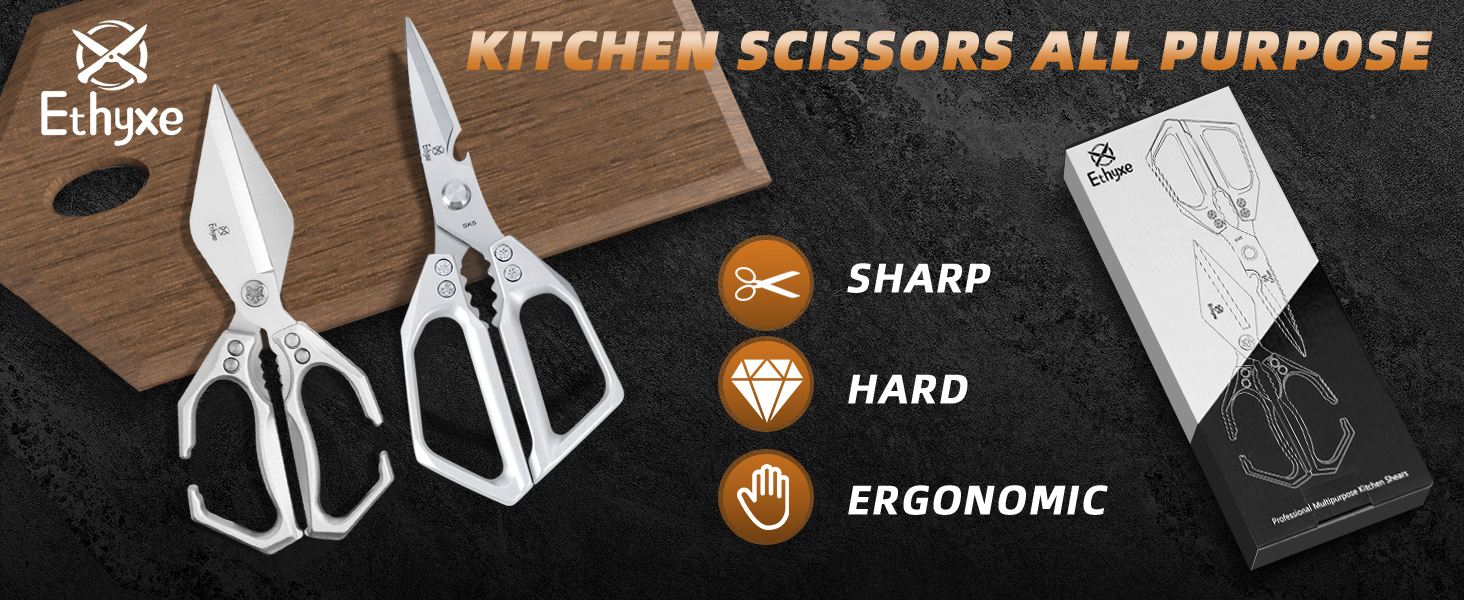 Kitchen Shears Set – Heavy Duty Japanese Stainless Steel Kitchen Scissors, Ultra Sharp Meat Scissors Dishwasher Safe, Cooking Scissor for Food, Christmas Gifts for Men Women