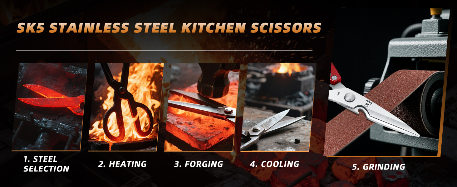 Kitchen Scissors Set Upgraded - Heavy Duty Stainless Steel Kitchen Shears, Sharp Poultry Scissors for Meat, Chicken Bones, and Turkey, Dishwasher Safe